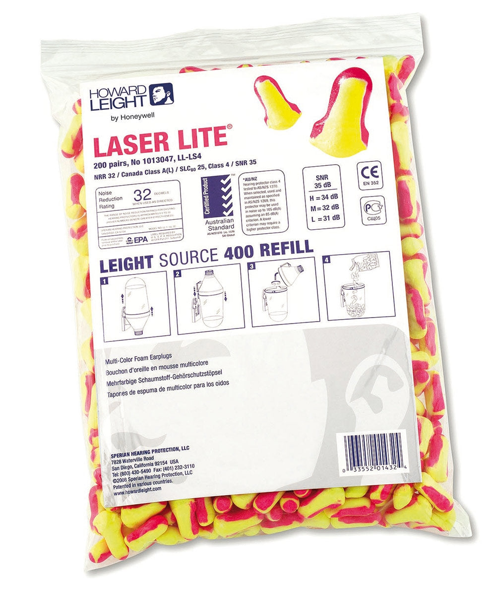 Howard Leight Laser Lite Ear Plugs Refill Pack 400's {HL1013047}