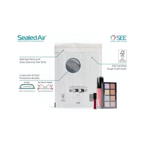 Sealed Air Bubble Lined Postal Bag White A000 110x160mm (Pack of 100) 103005566