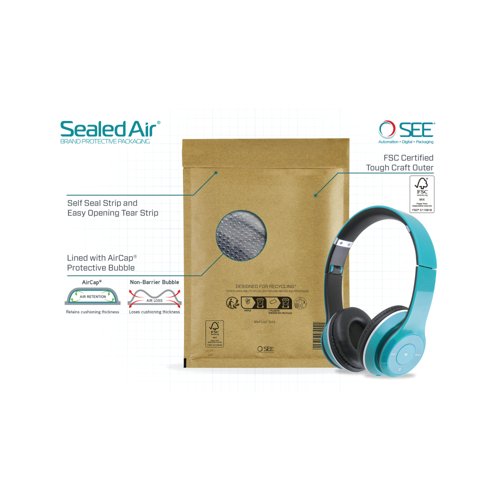 Sealed Air Bubble Lined Postal Bag Gold E2 220x260mm (Pack of 100) 103027404