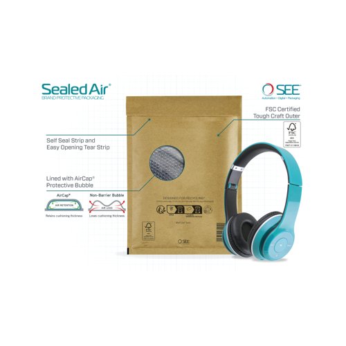 Sealed Air Bubble Lined Postal Bag Gold F3 220x330mm (Pack of 50) 103027405