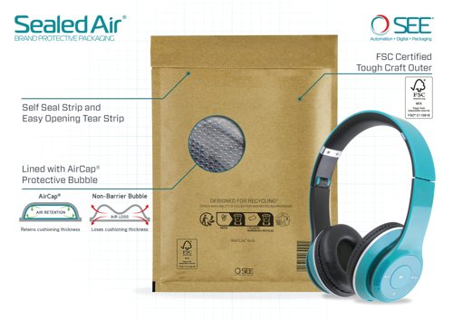Sealed Air Bubble Lined Postal Bag Gold 150x210mm MLG C0 (Pack of 100) 103027402