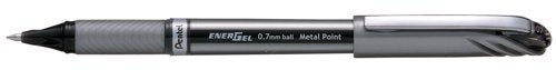 Pentel EnerGel + Metal Tip Rollerball Pen 0.7mm Black (Pack of 12) BL27-A