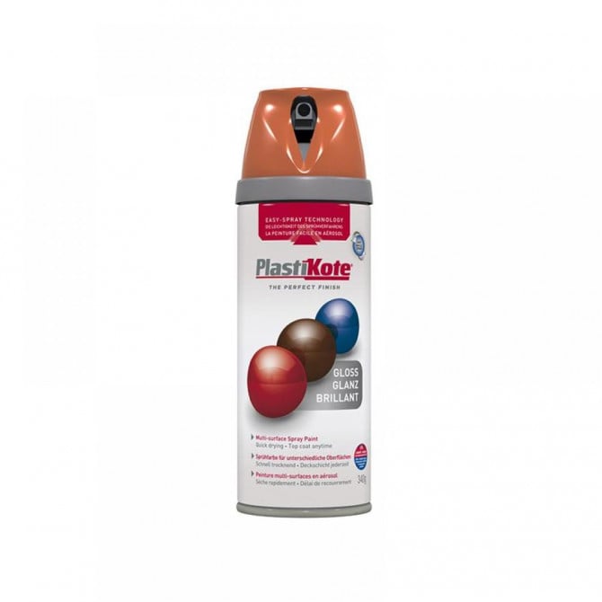 lastikote Twist & Spray Paint Premium Gloss Orange 400ml | Multi Surface Use