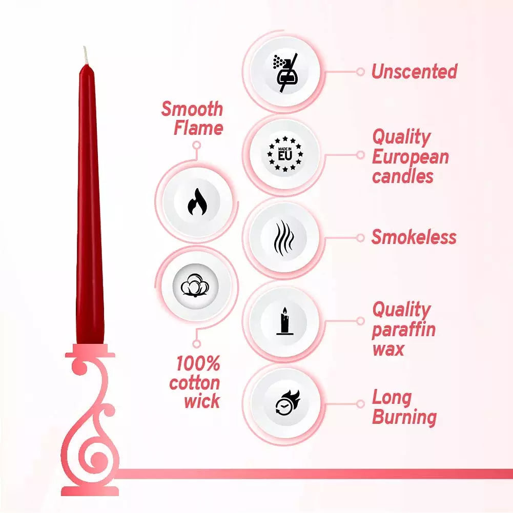 Bolsius Professional Tapered Candles 10" Red 100's