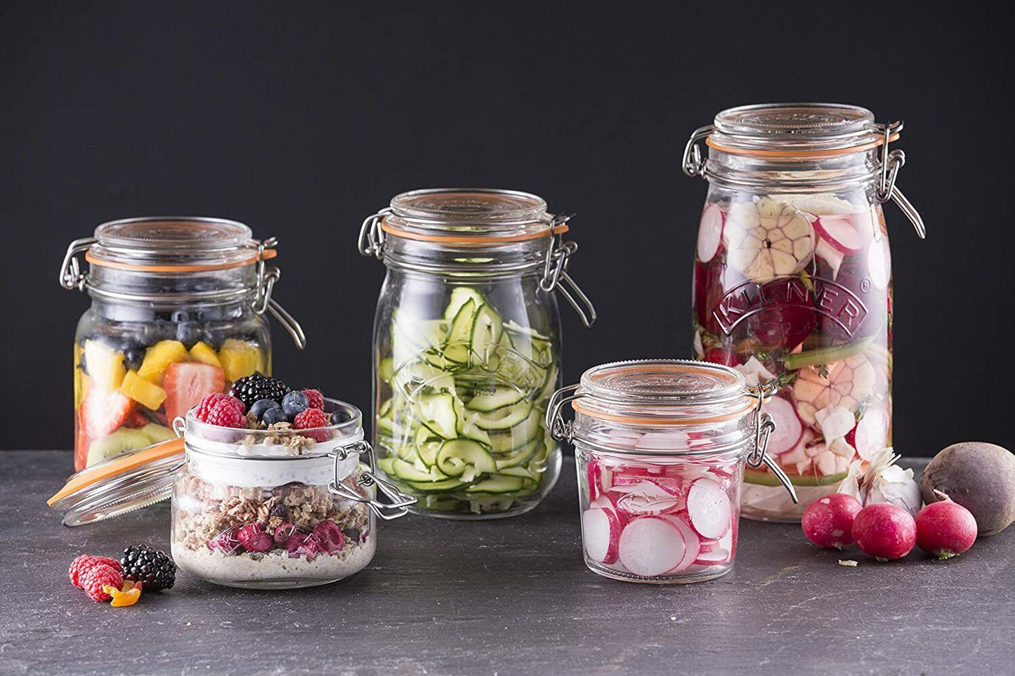 Kilner Storage Jar 1 Litre Square Glass Clip Top Preservation Storage Jar (0025.511)