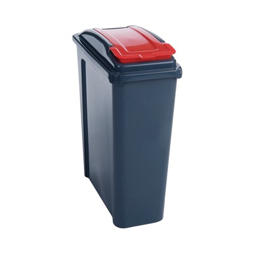 Vfm Recycling Bin with Lid 25 Litre Red 384285