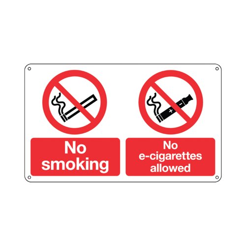 Signs and Labels No Smoking and No E-Cigarettes Sign Self Adhesive 100x250mm EL005USAV