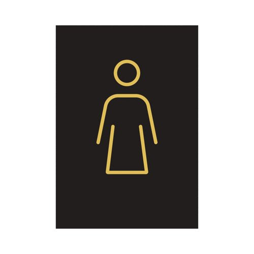 Female Toilet Sign Rigid Plastic 105x150mm Black/Gold Y6698802