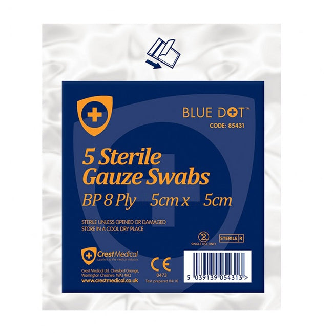 Click Medical Sterile Gauze Swabs 5x5cm (5 Pack's) 25 Swabs Total