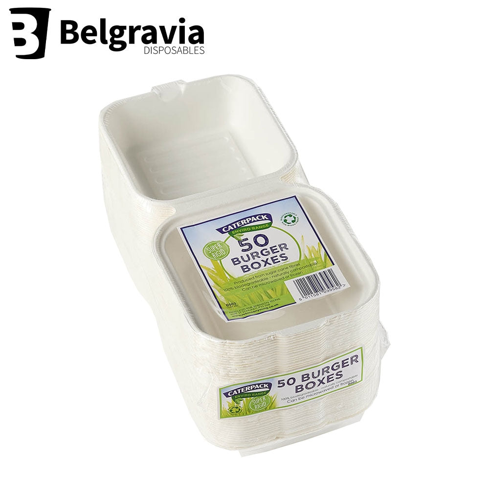 Belgravia Biodegradable Caterpack 6 x 6" Burger Boxes Pack 50's