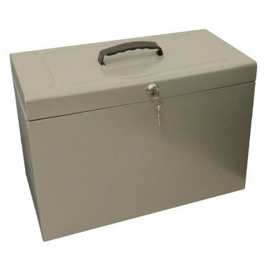 Cathedral Foolscap Grey Metal File Box - ONE CLICK SUPPLIES