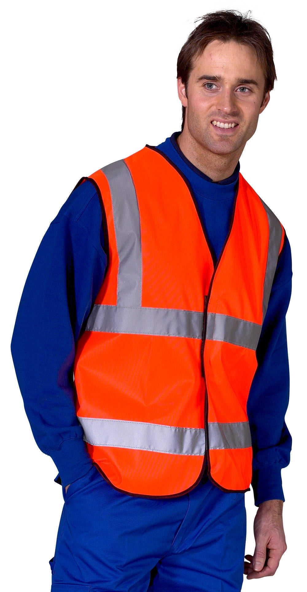 Hi Visibility Vest/Waiscoat ORANGE & Black Piping Conforms to EN ISO 20471 Standard {All Sizes} - ONE CLICK SUPPLIES