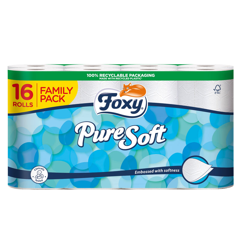 Foxy Pure Soft White Toilet Rolls 16 Pack