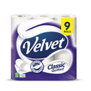 Velvet Quilted 3 Ply Toilet Rolls 9 Pack