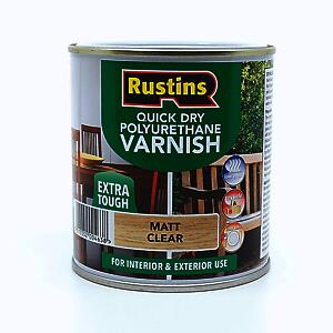 Rustins Quick Dry Polyurethane Varnish Matt Clear 1L - Extra Tough
