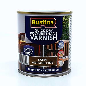 Rustins Quick Dry Polyurethane Varnish Satin Antique Pine 250Ml