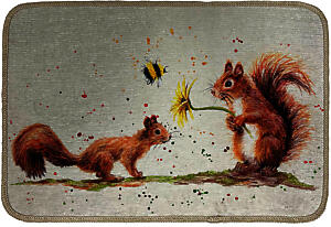 Bree Washable Mat -Squirrel & Bee
