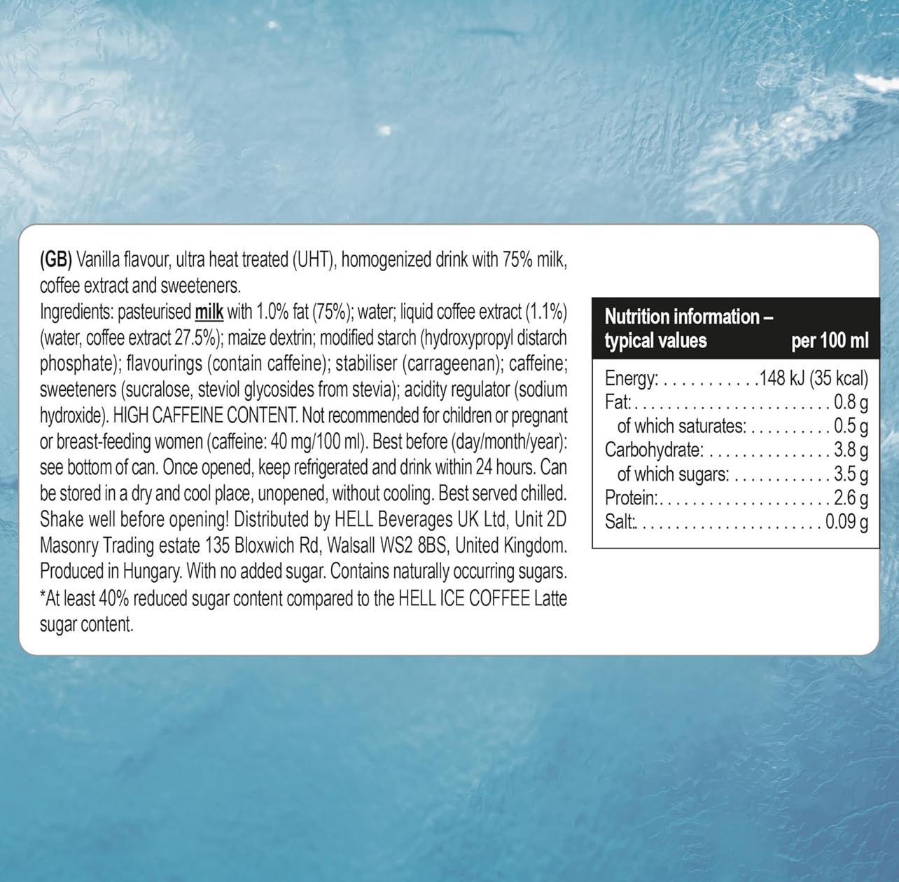 Hell Ice Coffee Slim Vanilla 24 x 250ml