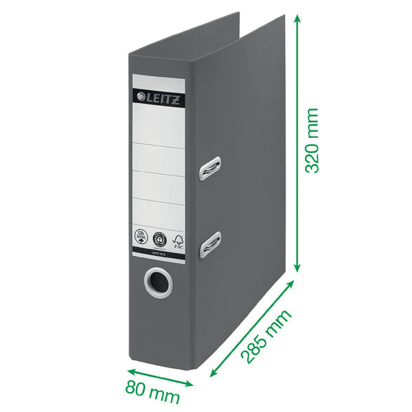 Leitz 180 Recycle Lever Arch File A4 80mm Spine Green 10180055