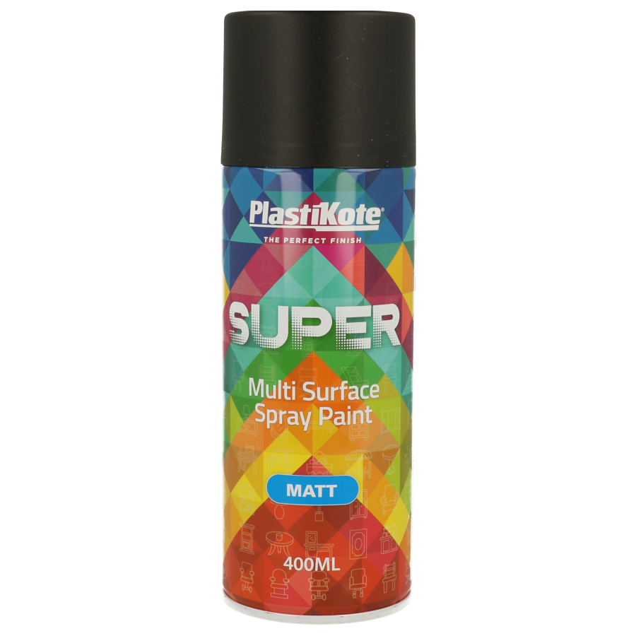 Plasti-Kote SUPER Interior and Exterior Spray 400ml MATT BLACK