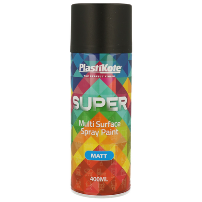 Plasti-Kote SUPER Interior and Exterior Spray 400ml MATT BLACK