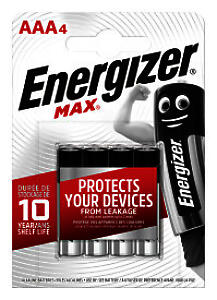Energizer Max Alkaline Aaa Batteries, Pack Of 4