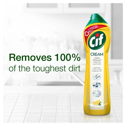 Cif Lemon Cream Cleaner multipurpose surface cleaner with 100% Natural | Multi-Pack Bundle 6 x 500ml