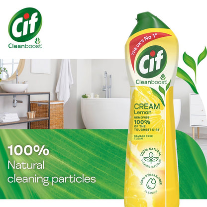 Cif Lemon Cream Cleaner multipurpose surface cleaner with 100% Natural | Multi-Pack Bundle 6 x 500ml