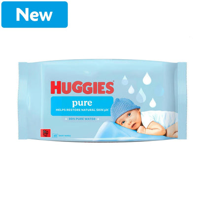 Huggies Pure Water Wipes 48's - Natural Wet Wipes 99% Pure Water