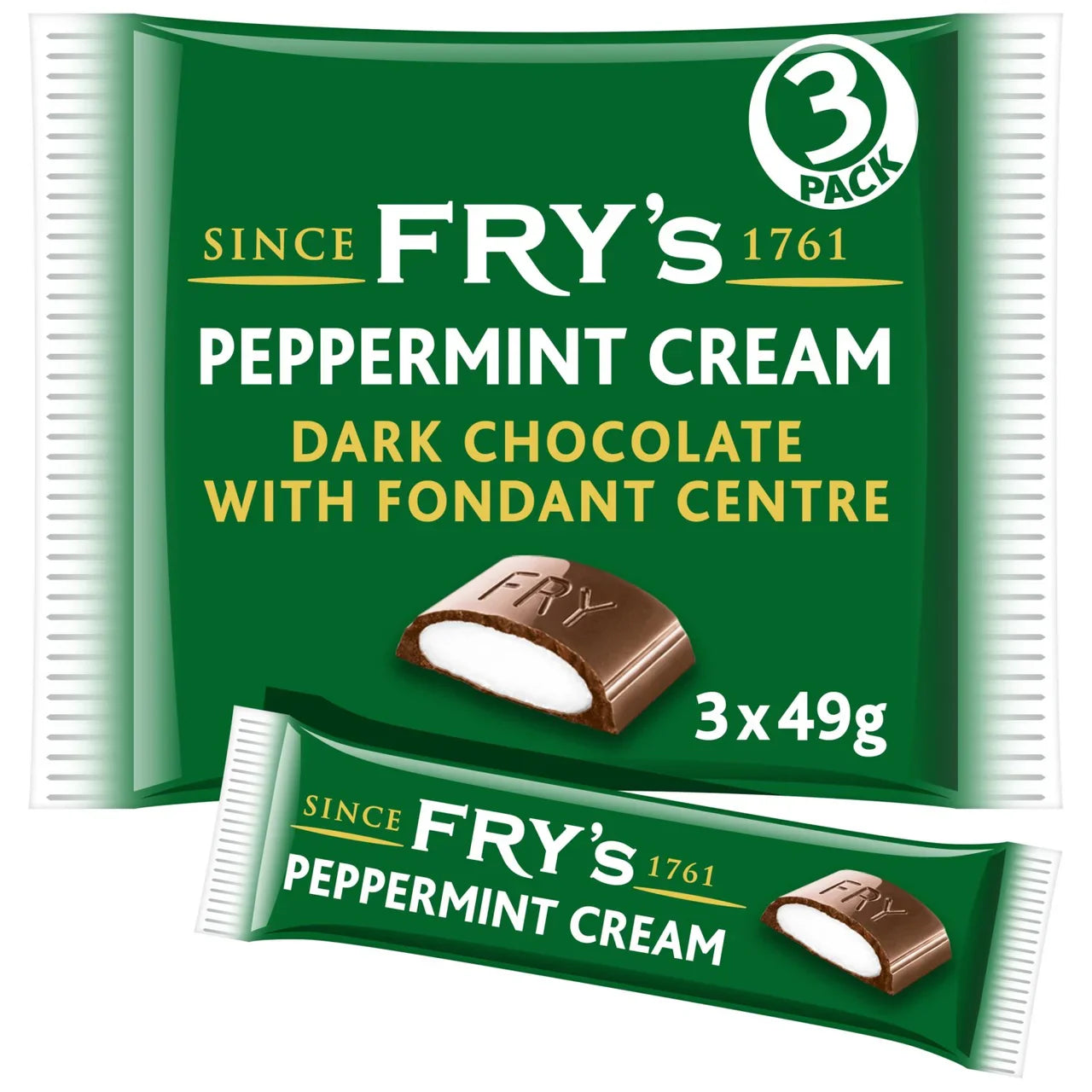 Fry's Chocolate Mint Cream | Dark Chocolate Bars with Peppermint Cream Fondant | 3 x 49g | 16 x 157g