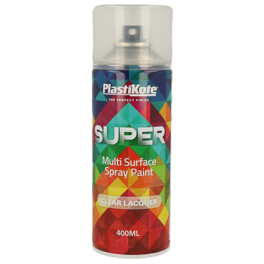 Plasti-Kote SUPER Interior and Exterior Spray 400ml CLEAR Lacquer.