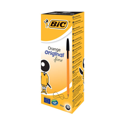 Bic Orange Fine Ballpoint Pen Black (Pack of 20) 1199110114
