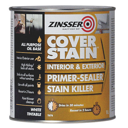 Zinsser Cover Stain Primer & Sealer | Interior and Exterior | 1 Litre