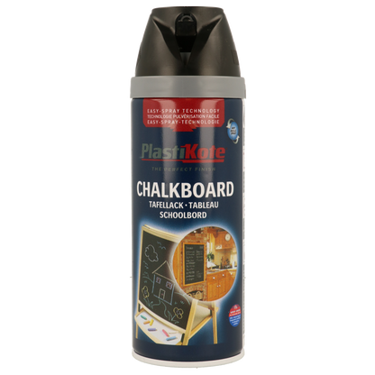 Plastikote Chalkboard Black Paint 400ml Twist and Spray Can | Renovate, Repair or Create a new surface | 3 Pack