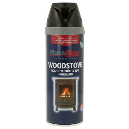 Plastikote Twist and Spray | Woodstove Spray Paint | Heat Resisitant Paint | Black | 3 x 400ml.