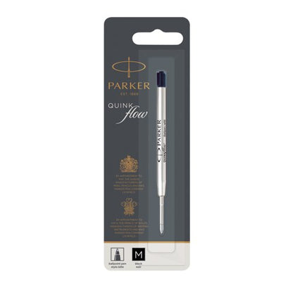 Parker Quink Ballpoint Pen Refill Medium Black Blister (Pack of 12) S0909550