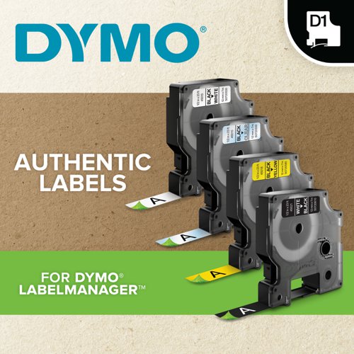 Dymo Durable D1 Labelling Tape 12mm x 5.5m Black on White 1978364