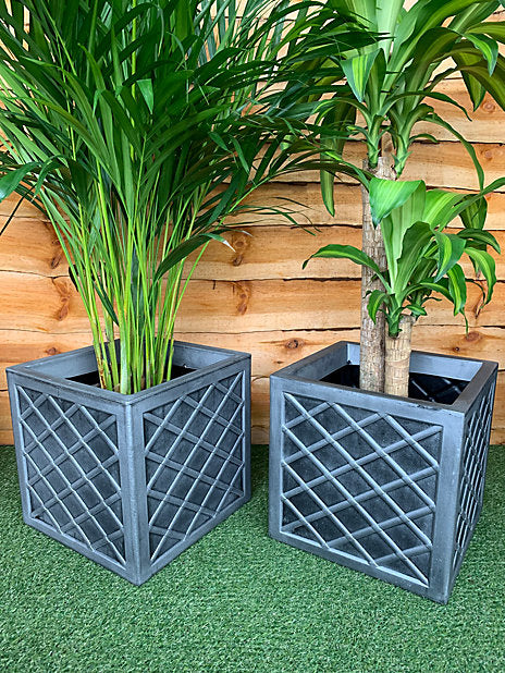 Lazio Pewter Small 32cm Square Planter