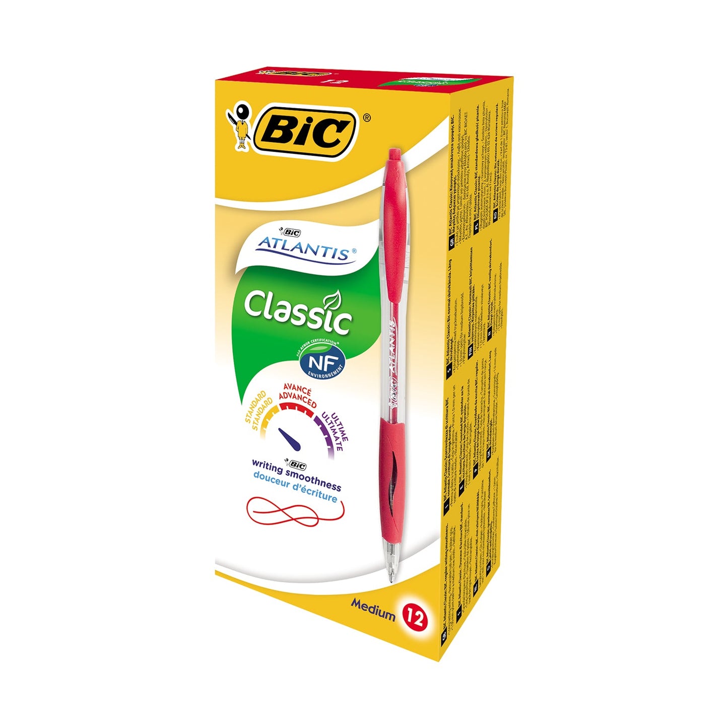 BIC Atlantis Retractable Ballpoint Pen Red (Pack of 12)