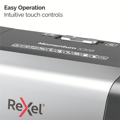 Rexel Momentum X308 Cross Cut Shredder 15 Litre 8 Sheet Black 2104570