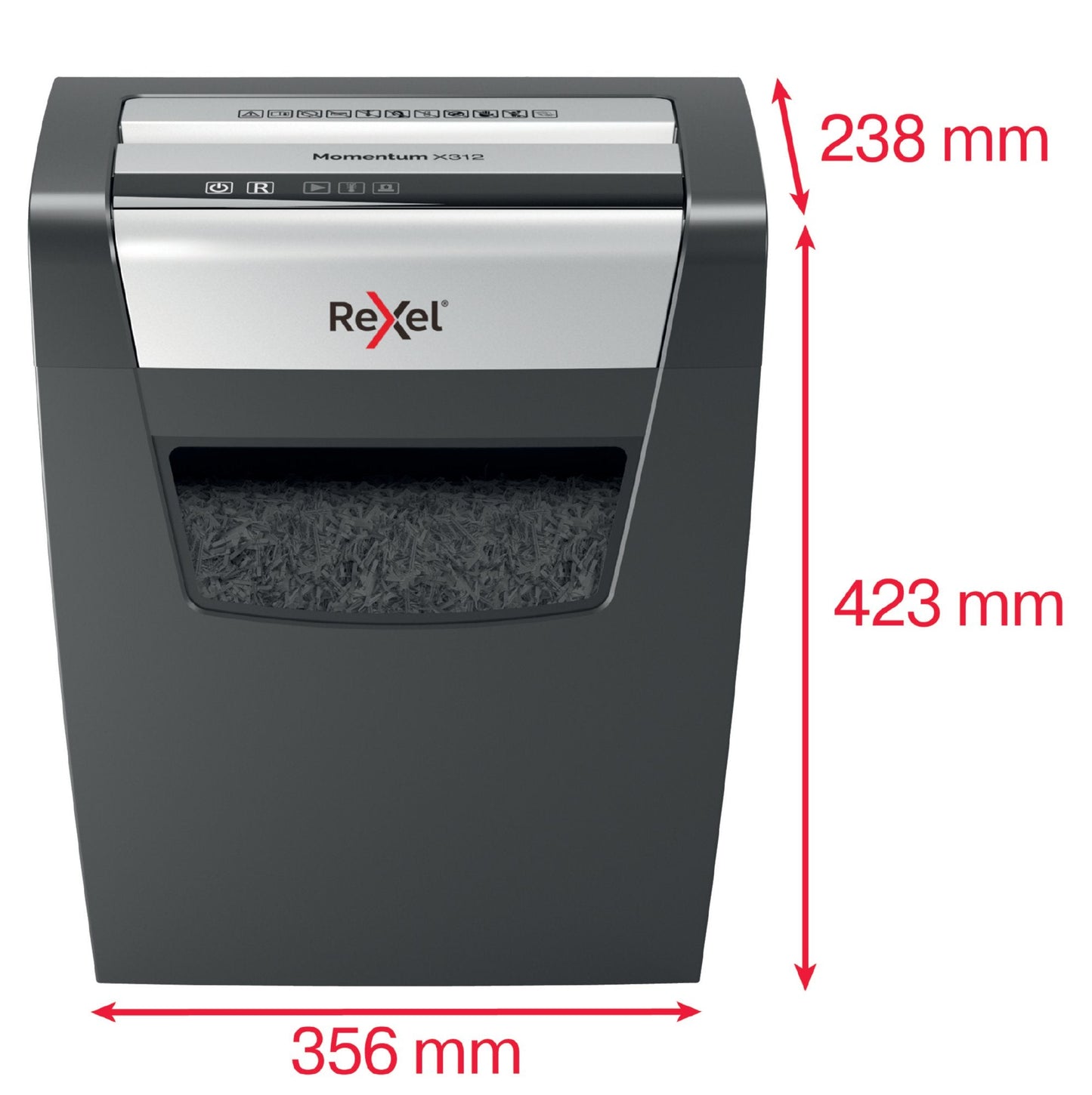 Rexel Momentum X312 Cross Cut Shredder 23 Litre 12 Sheet Black 2104572