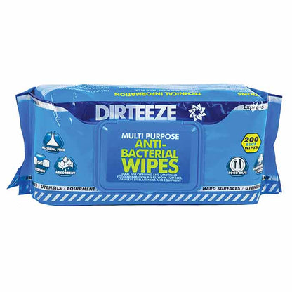 Dirteeze Multi Purpose Anti Bacterial Wipes Flowpack 200's - UK BUSINESS SUPPLIES
