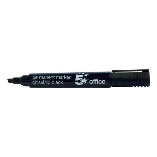 5 Star Permanent Marker Chisel Tip Xylene/Toluene-free Smear Proof Black (Pack of 12) 296034
