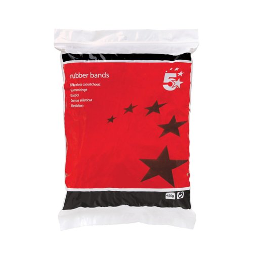 5 Star Rubber Bands No32 76x3mm Approx 800 Bands 454g Bag 296409