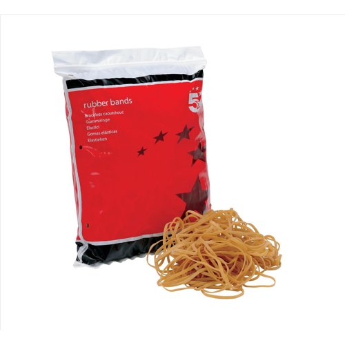 5 Star Rubber Bands No33 89x3mm Approx 665 Bands Bag 454g 296417