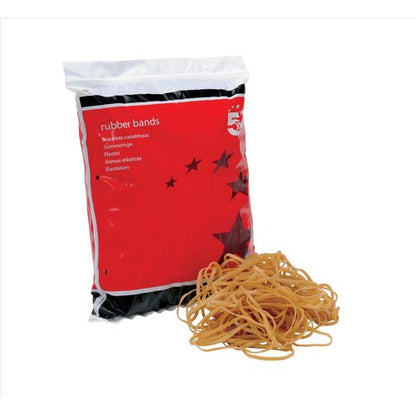 5 Star Rubber Bands No33 89x3mm Approx 665 Bands Bag 454g 296417