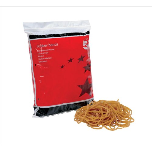 5 Star Rubber Bands No34 102x3mm Approx 600 Bands Bag 454g 296425