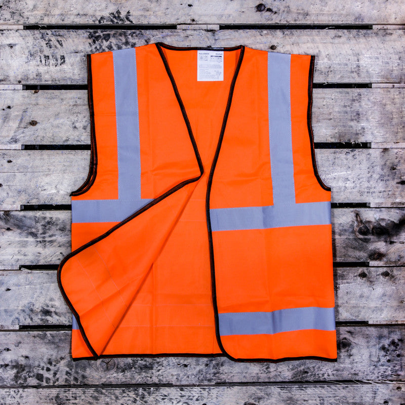 Hi Visibility Vest/Waiscoat ORANGE & Black Piping Conforms to EN ISO 20471 Standard {All Sizes}