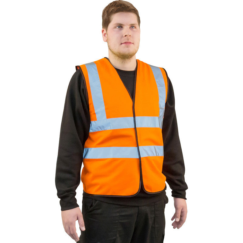 Hi Visibility Vest/Waiscoat ORANGE & Black Piping Conforms to EN ISO 20471 Standard {All Sizes}