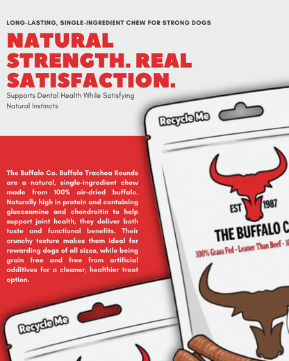 The Buffalo Co. Buffalo Trachea Rounds for Dogs | 100% Natural Grass-Fed Dog Treats | 1 x 100g